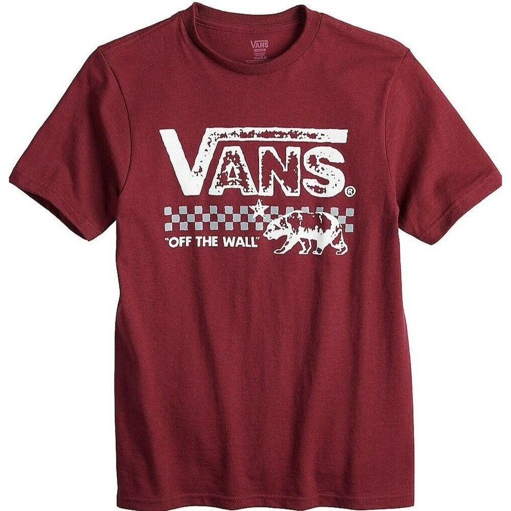 Vans Crewneck tee maroon with graphics vans off the wall sz L NWT N-162